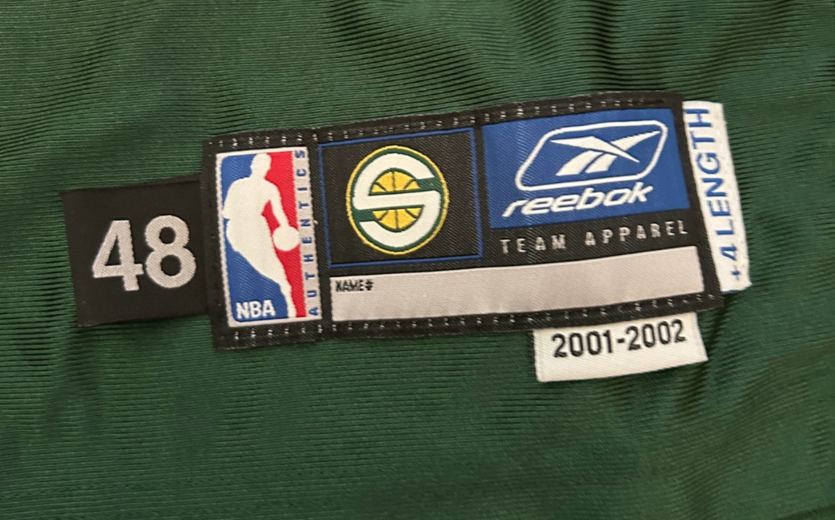 2001 Brent Barry Game Worn Jersey, Signed. Seattle Supersonics Reebok 48 +4. JSA4