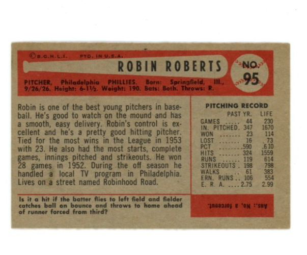 1954 Bowman Robin Roberts Signed1
