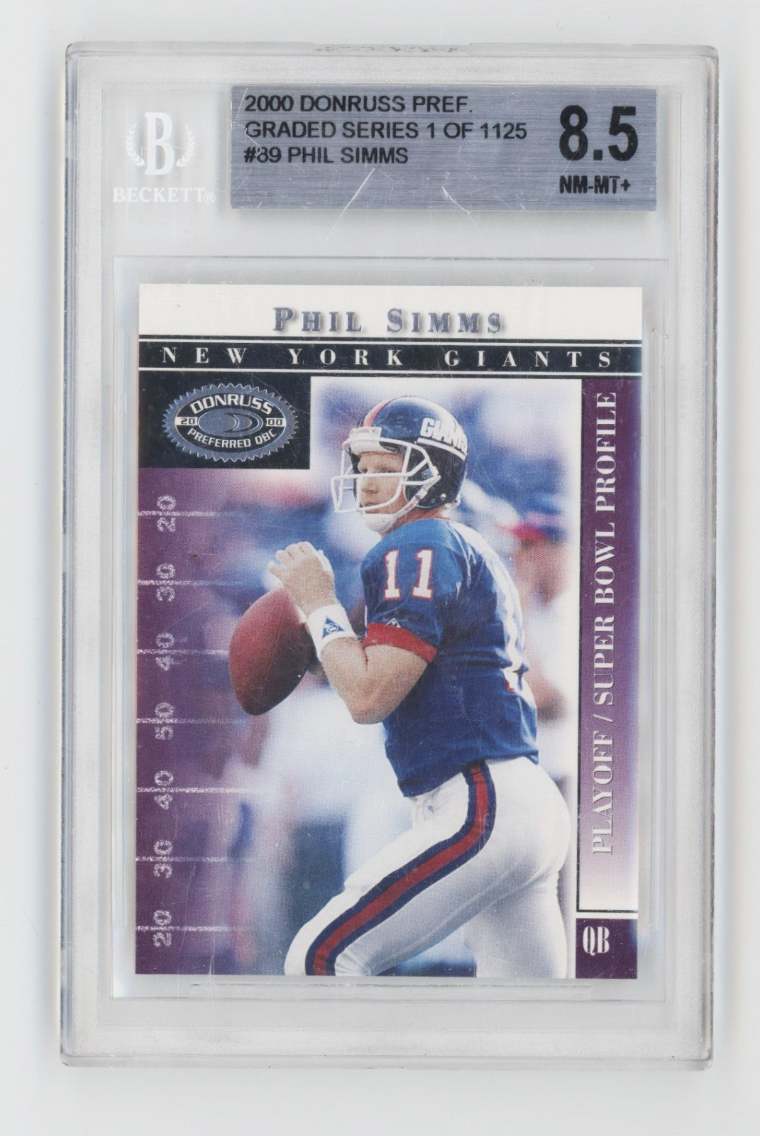 Phil Simms 2002 Donruss Preferred. New York Giants. Beckett NM-MT 8.50