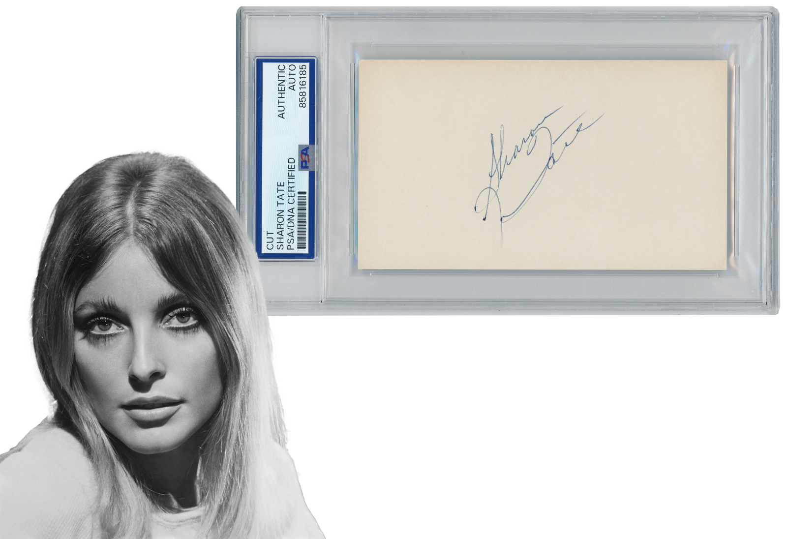 Sharon Tate Signed Index Card, 3x5. d.1969, Rare Autograph. PSA0