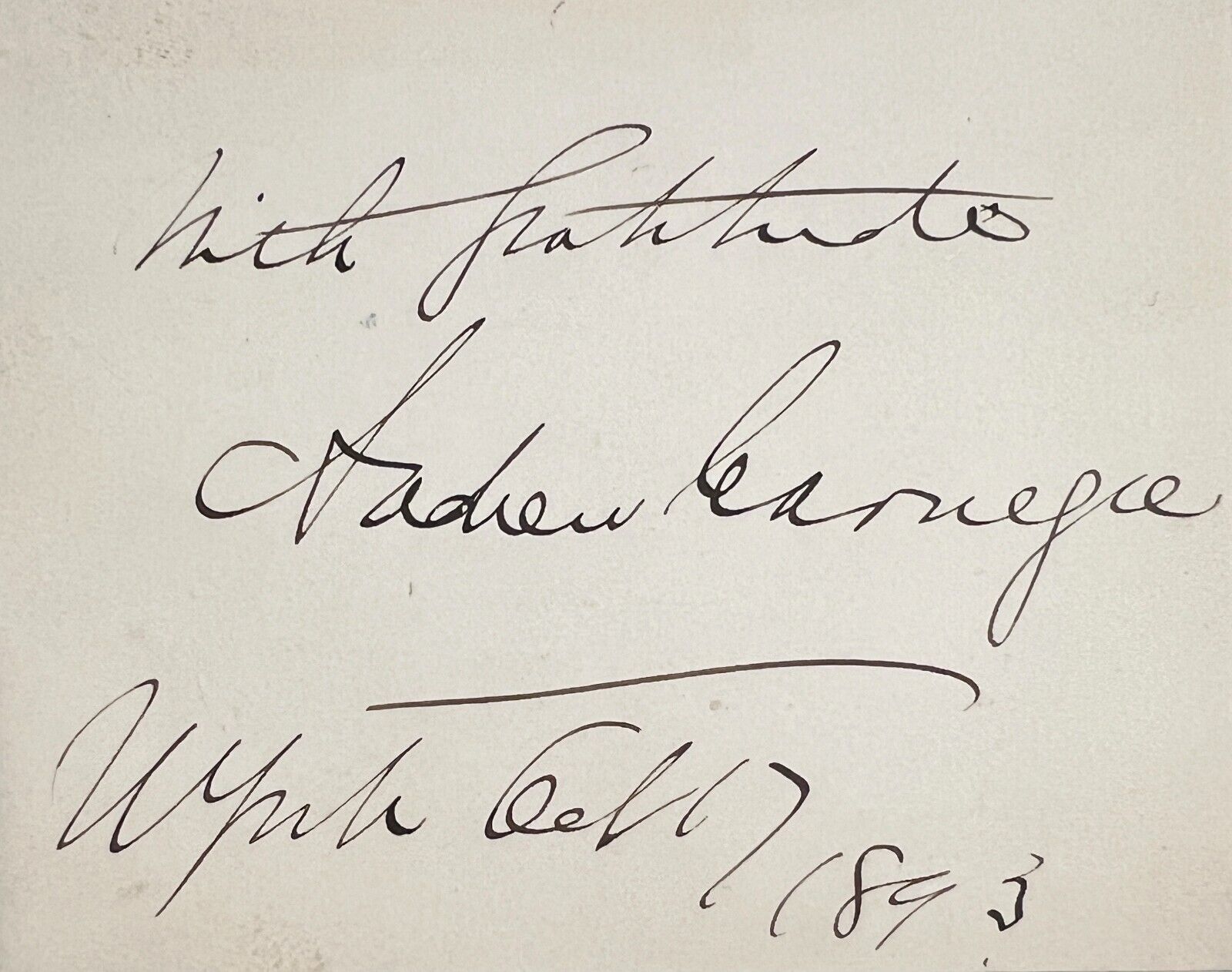 Gorgeous Andrew Carnegie Signed Autograph Display, New York City 1893. Auto JSA