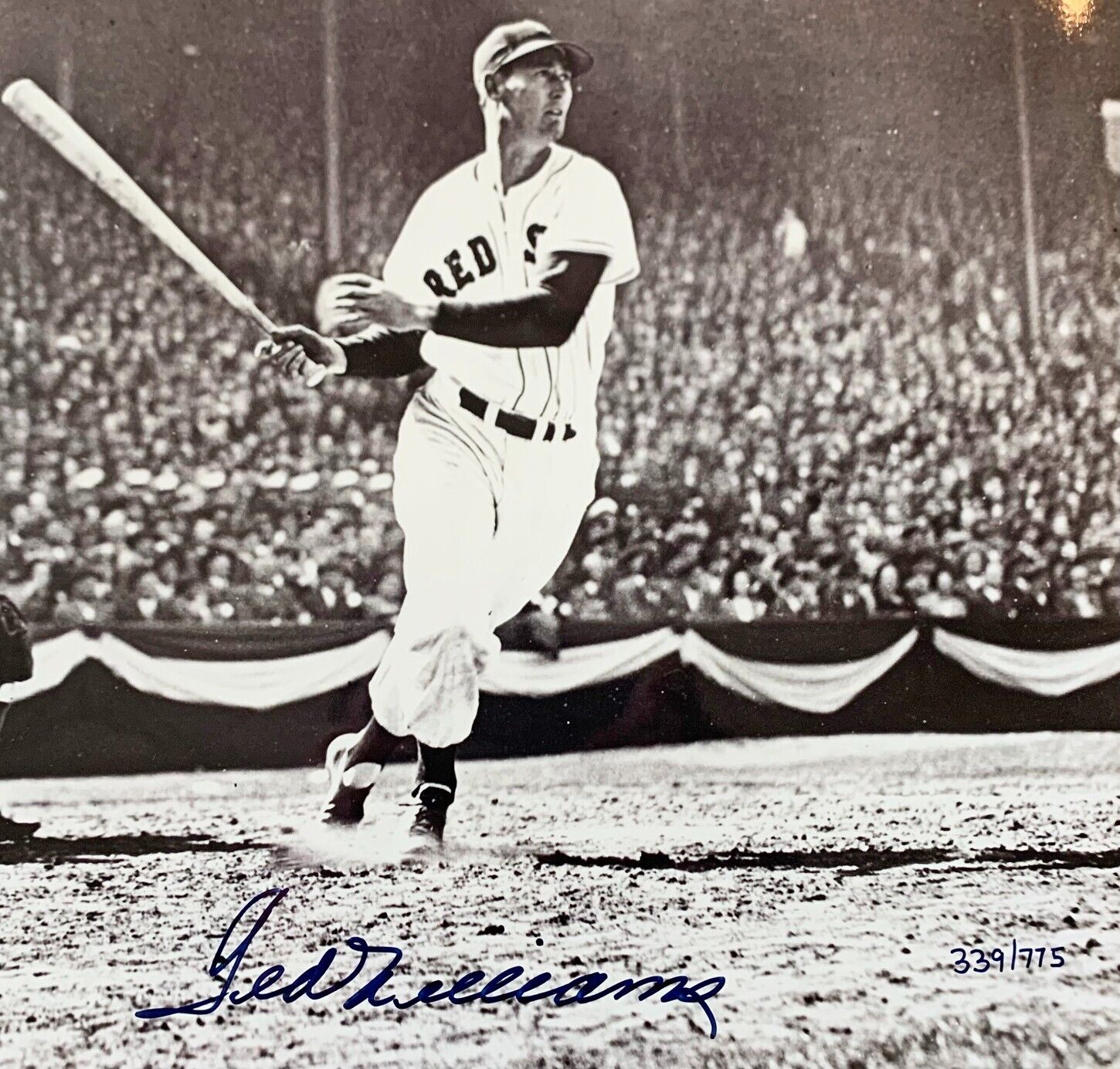 Ted Williams Signed & Framed 16x20 Action Shot, Limited Edition Photo. Auto JSA