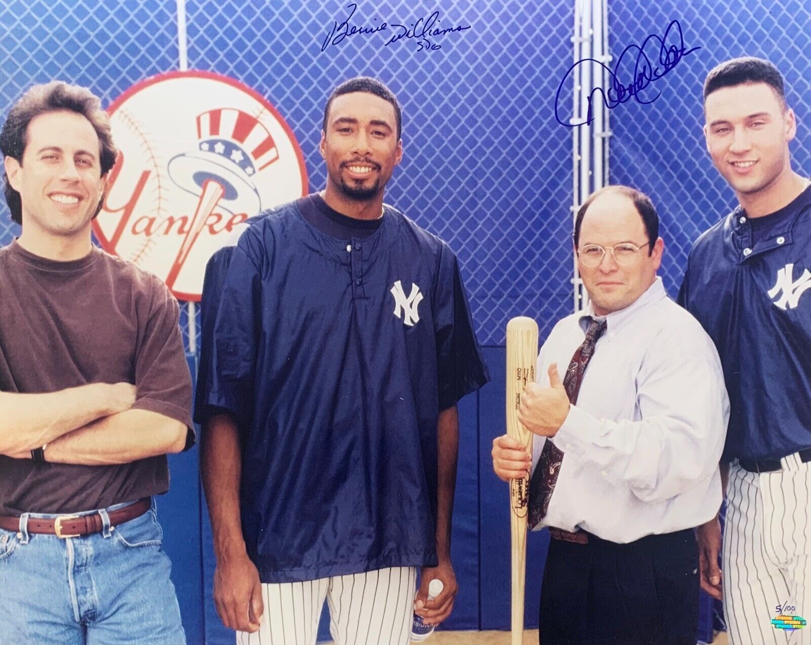 Derek Jeter & Bernie Williams Signed Seinfeld Photo. LE /100. Auto Steiner