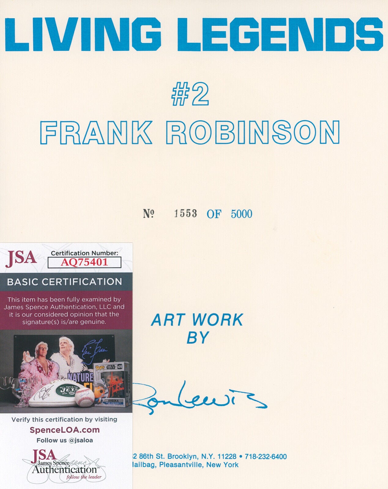 Frank Robinson Signed 8x10 Photo, Ron Lewis. Baltimore Orioles HOF. JSA