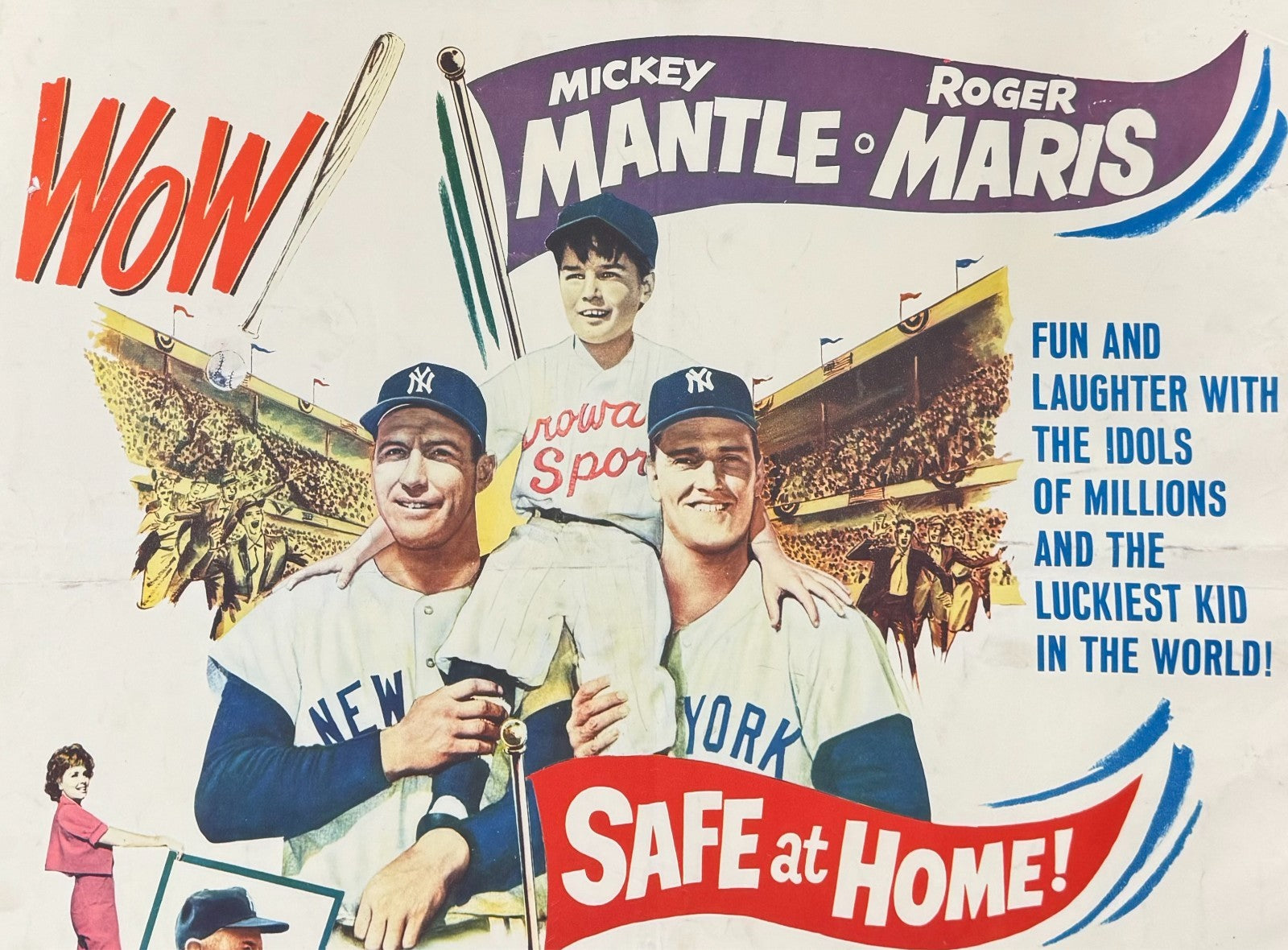 Mickey Mantle & Roger Maris 1962 Safe at Home Half Sheet Poster2