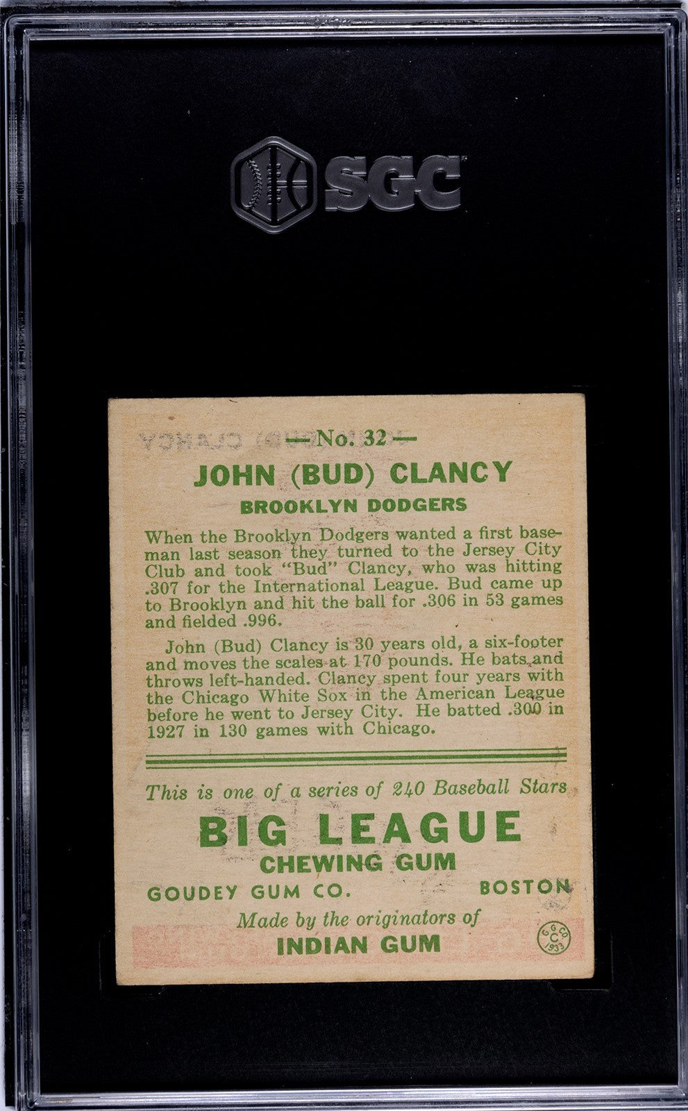 1933 Goudey John (Bud) Clancy