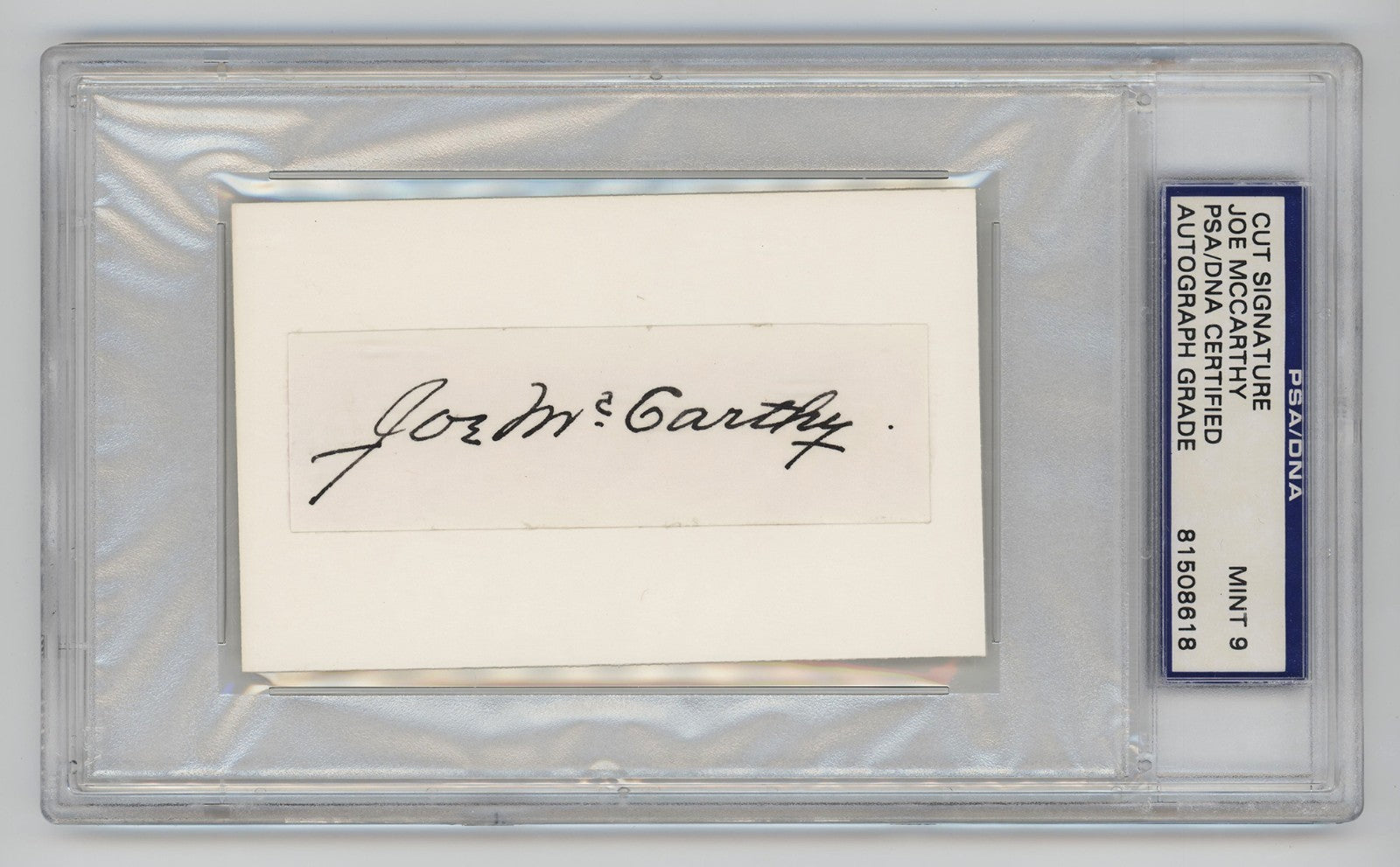 Joe McCarthy Signed Autograph. PSA 9. New York Yankees Hall of Famer. Eakin0