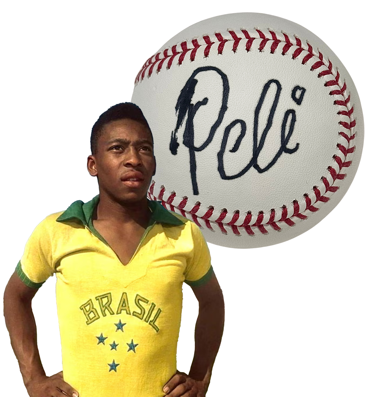 Pele Single Signed Baseball. Auto Beckett BAS0