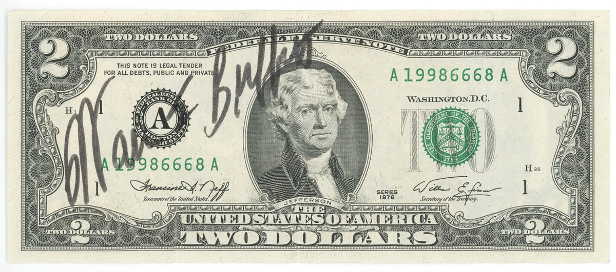 Warren Buffett Signed $2 Bill – The Oracle of Omaha!. JSA1