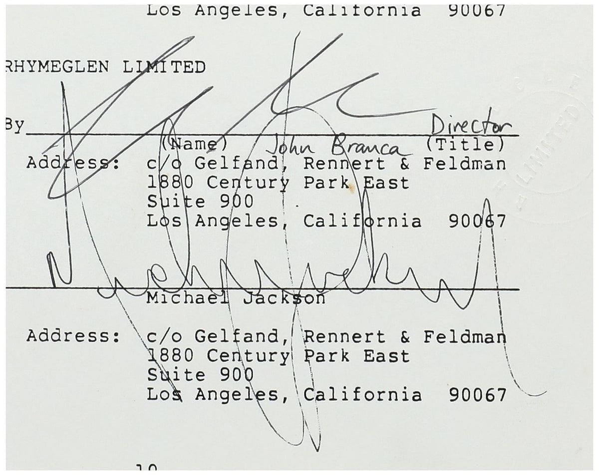 Michael Jackson Signed 1985 Beatles Music Catalog Purchase Document2