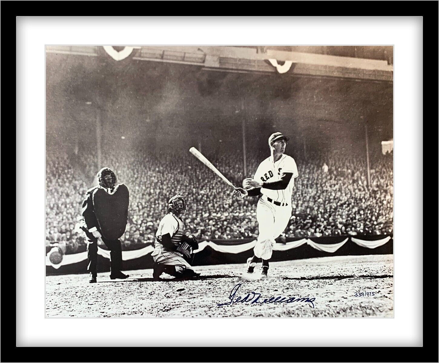 Ted Williams Signed & Framed 16x20 Action Shot, Limited Edition Photo. Auto JSA