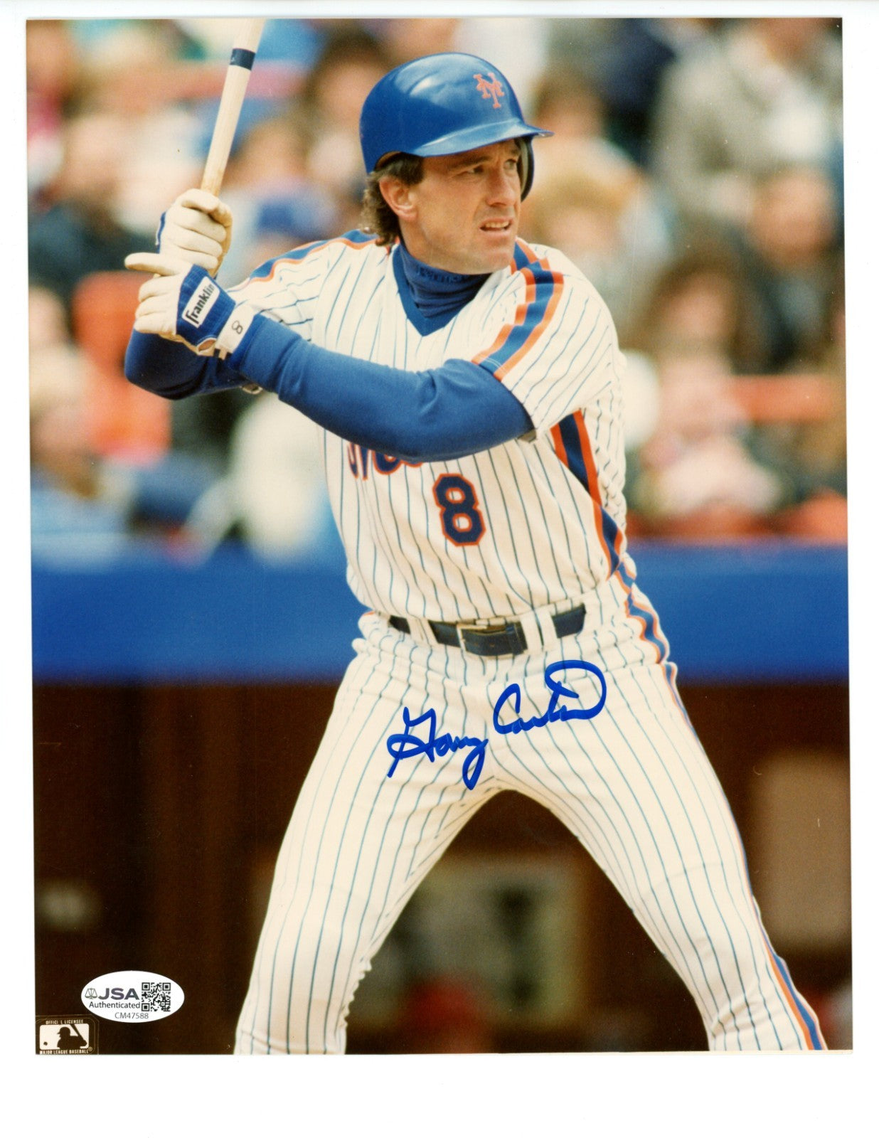 Gary Carter Signed Photo, 8x10. NY Mets JSA0