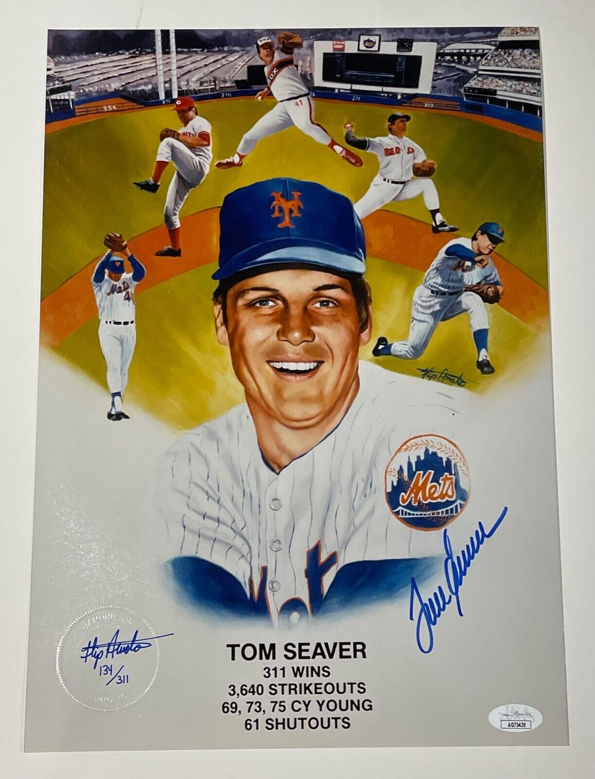 Tom Seaver Signed 14x10 Limited Edition of 311 Poster. New York Mets. JSA