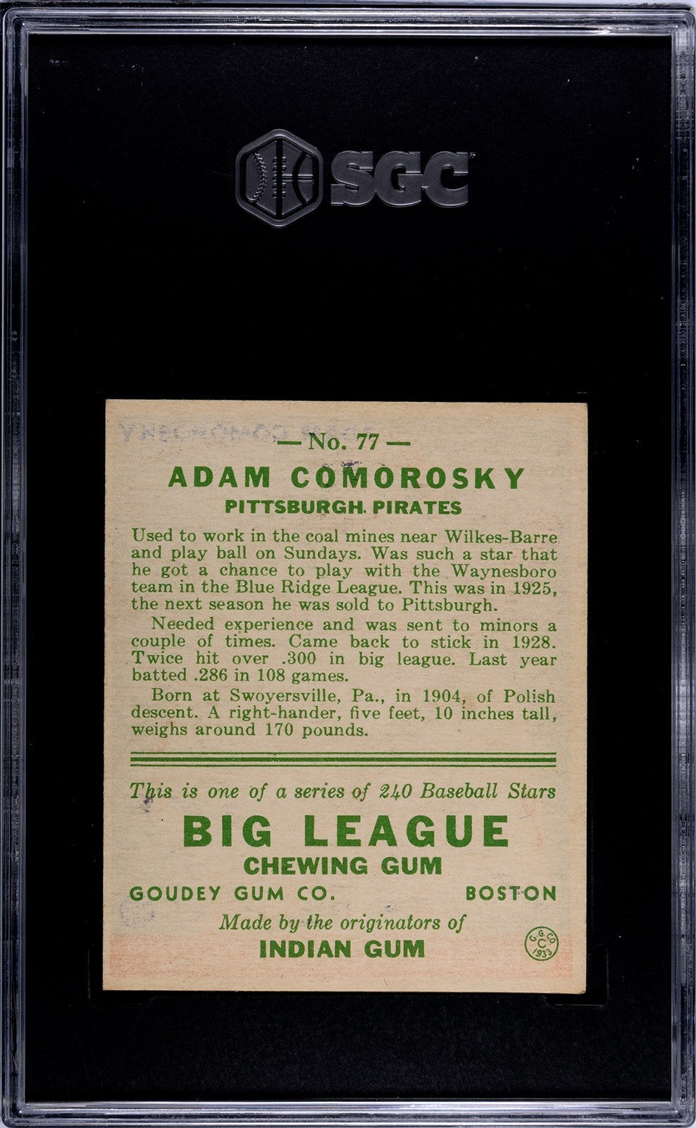 1933 Goudey Adam Comorosky