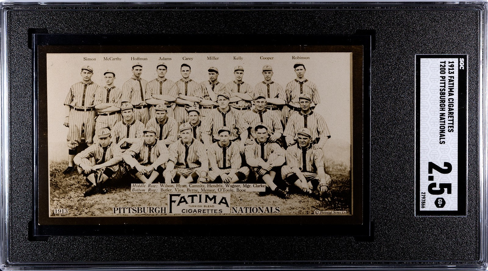 1913 Fatima T200 Pittsburgh Nationals. Honus Wagner SGC 2.50