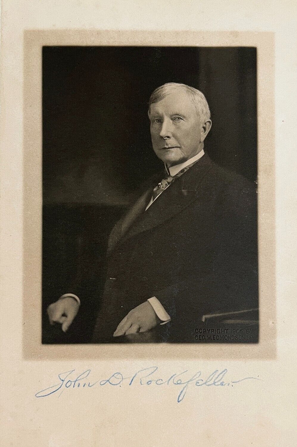 Rare John D Rockefeller Signed Photo, Full Name Signature. Auto PSA