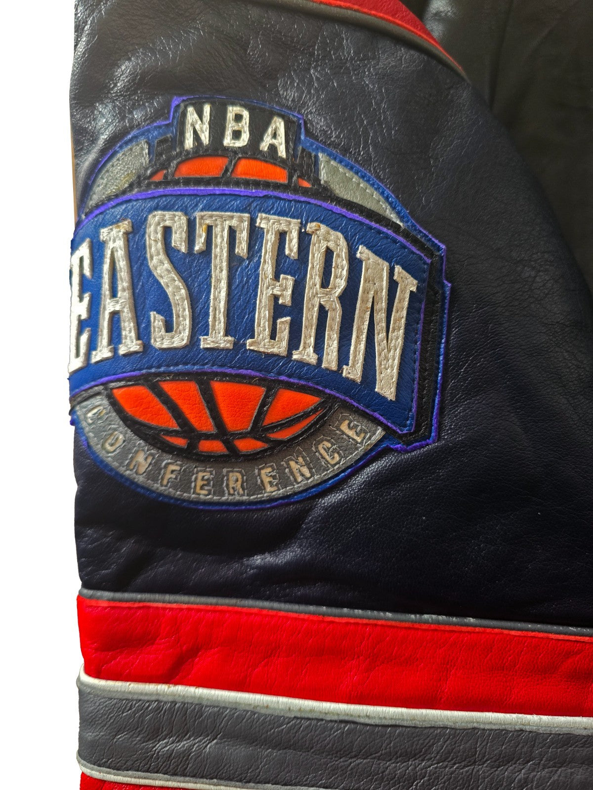 2000s Jeff Hamilton New Jersey Nets NBA Leather Jacket Embroidered Logos2