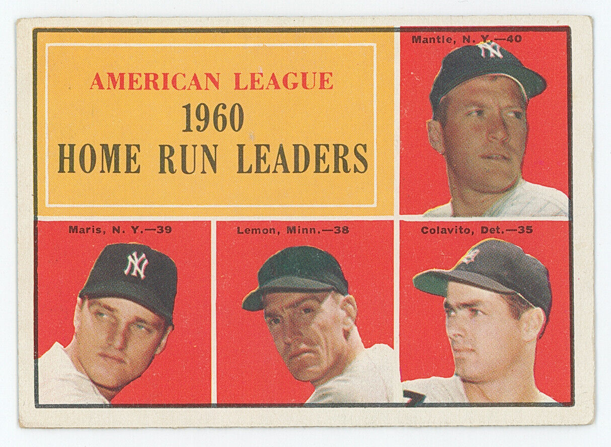1961 Topps Mickey Mantle Roger Maris AL HR Leaders 1960.