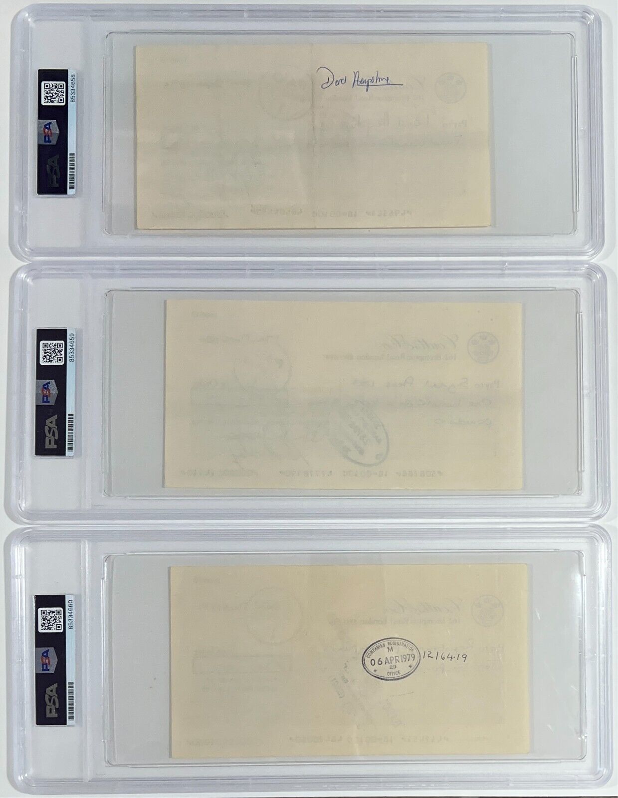 Rare Freddie Mercury & Queen Signed Checks, Lot of 3. Auto PSA