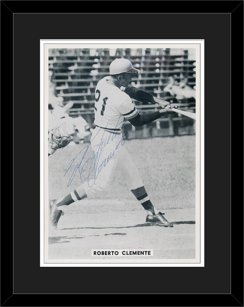 1960s Roberto Clemente Signed Batting Photograph. Rare Issue. BAS, Beckett Auth.