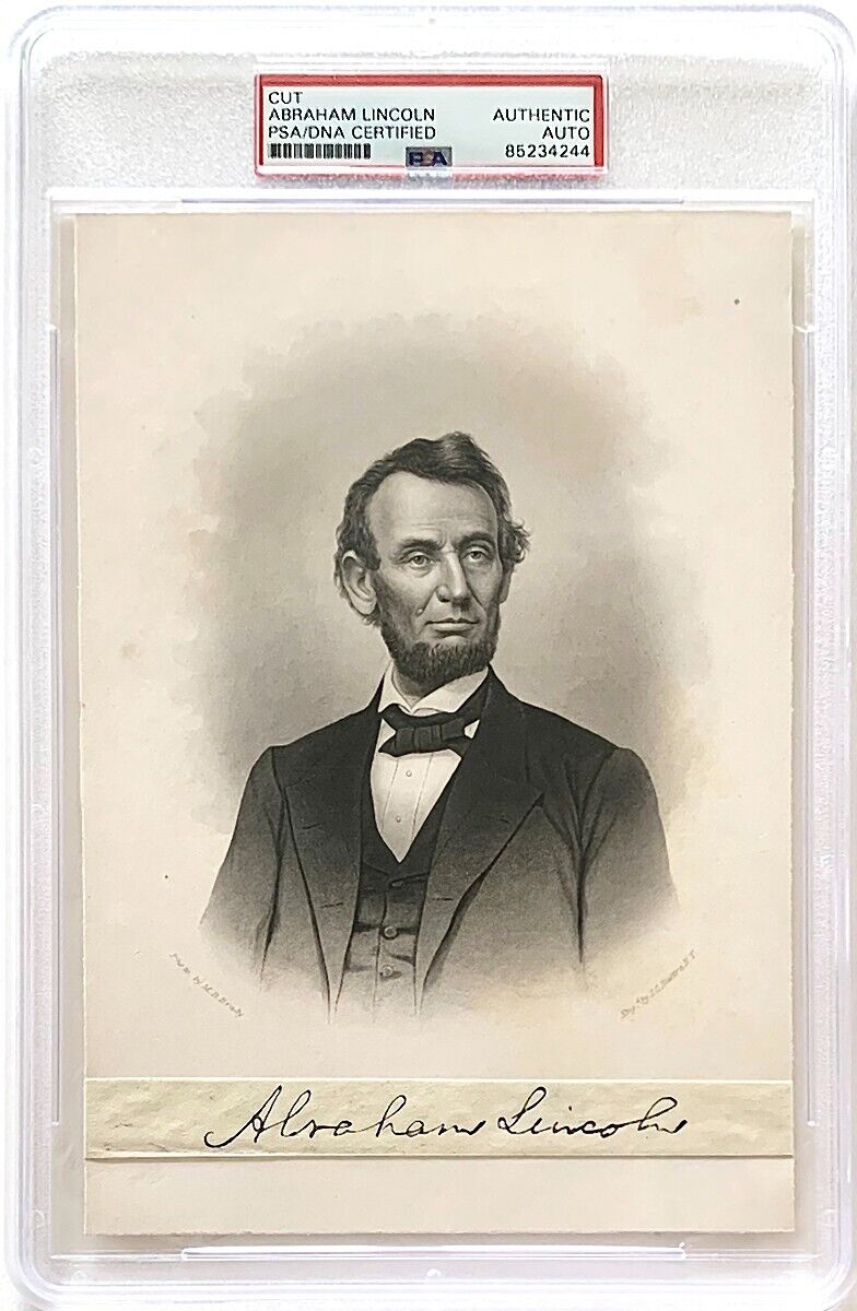 Rare Abraham Lincoln Signed Full Name Autograph Steel Engraving Photo. Auto PSA