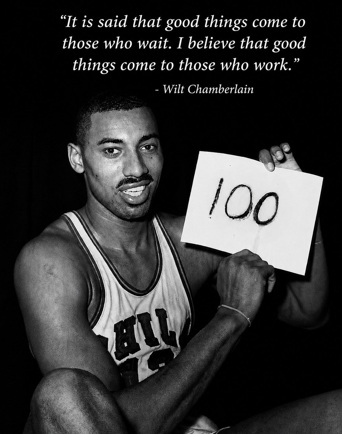Wilt Chamberlain Signed 100pt Autograph Display. Auto JSA3