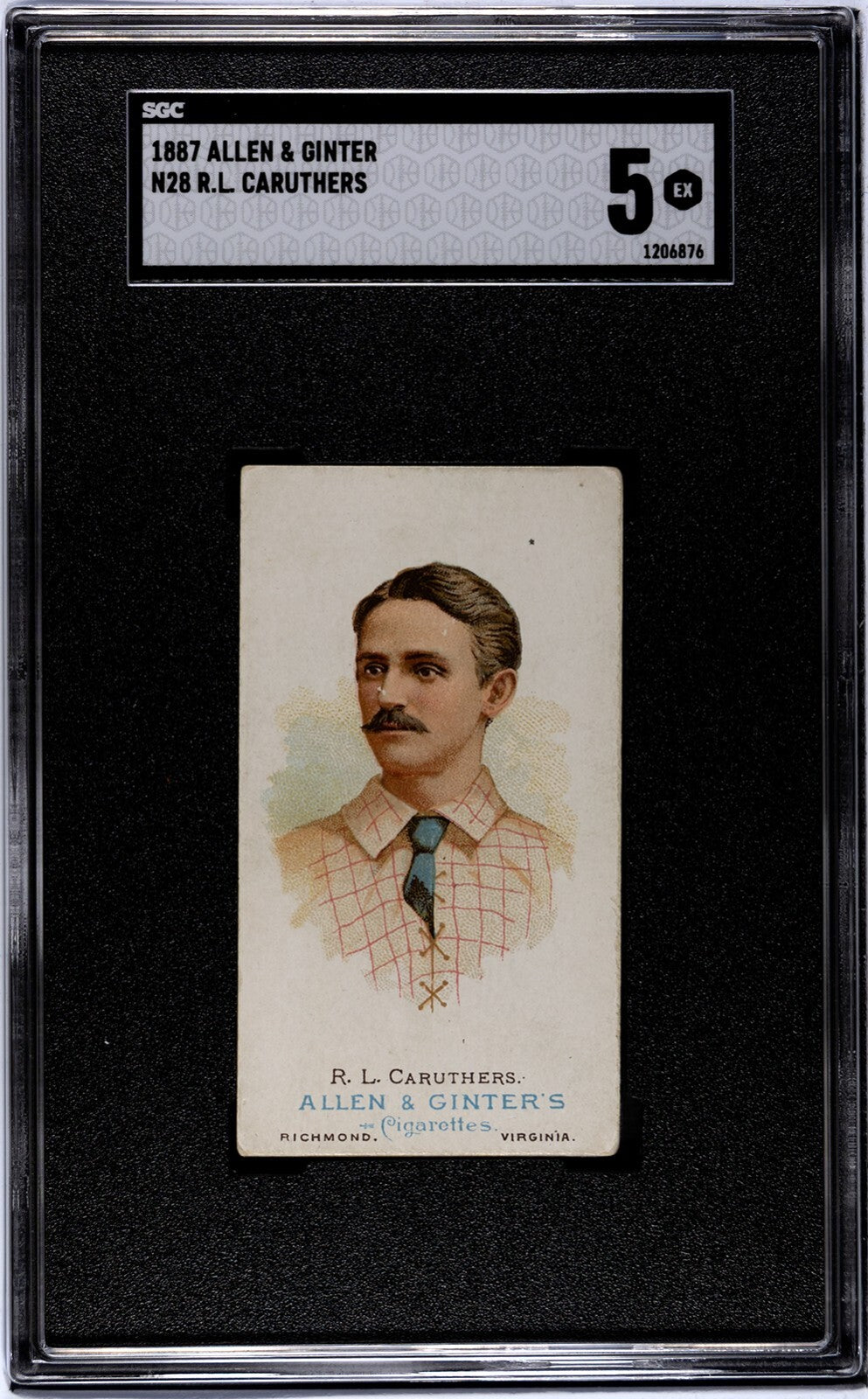 1887 N28 Allen Ginter RL Caruthers, Baseball. SGC 5.0