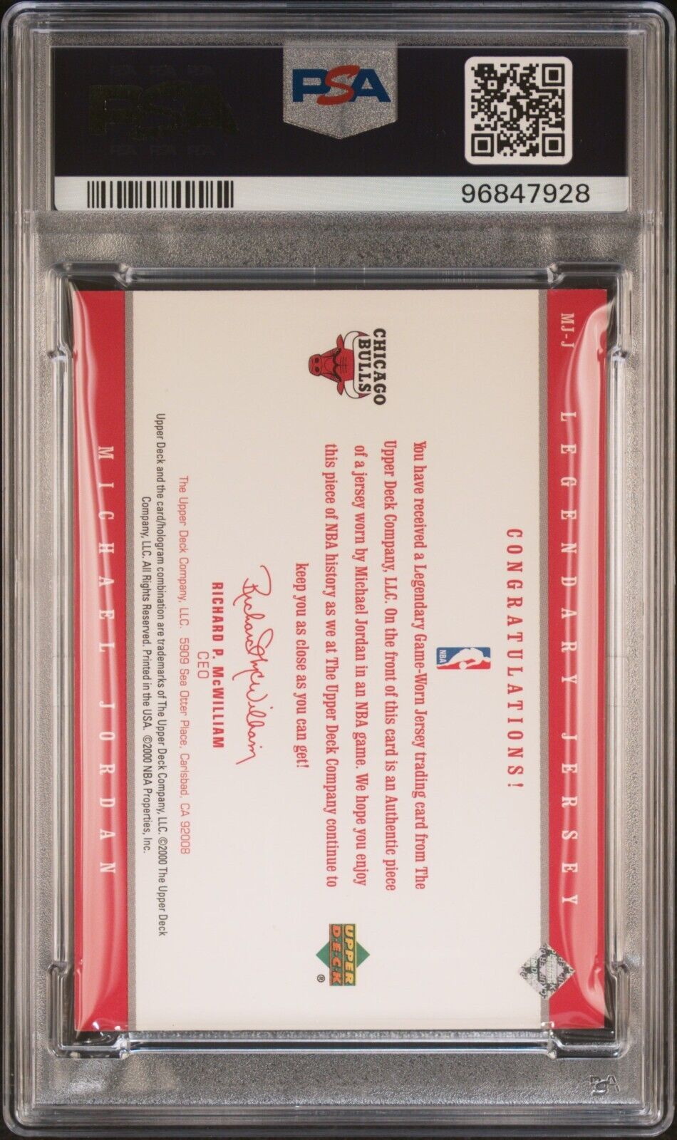 1999 Upper Deck Michael Jordan. Legendary Jerseys