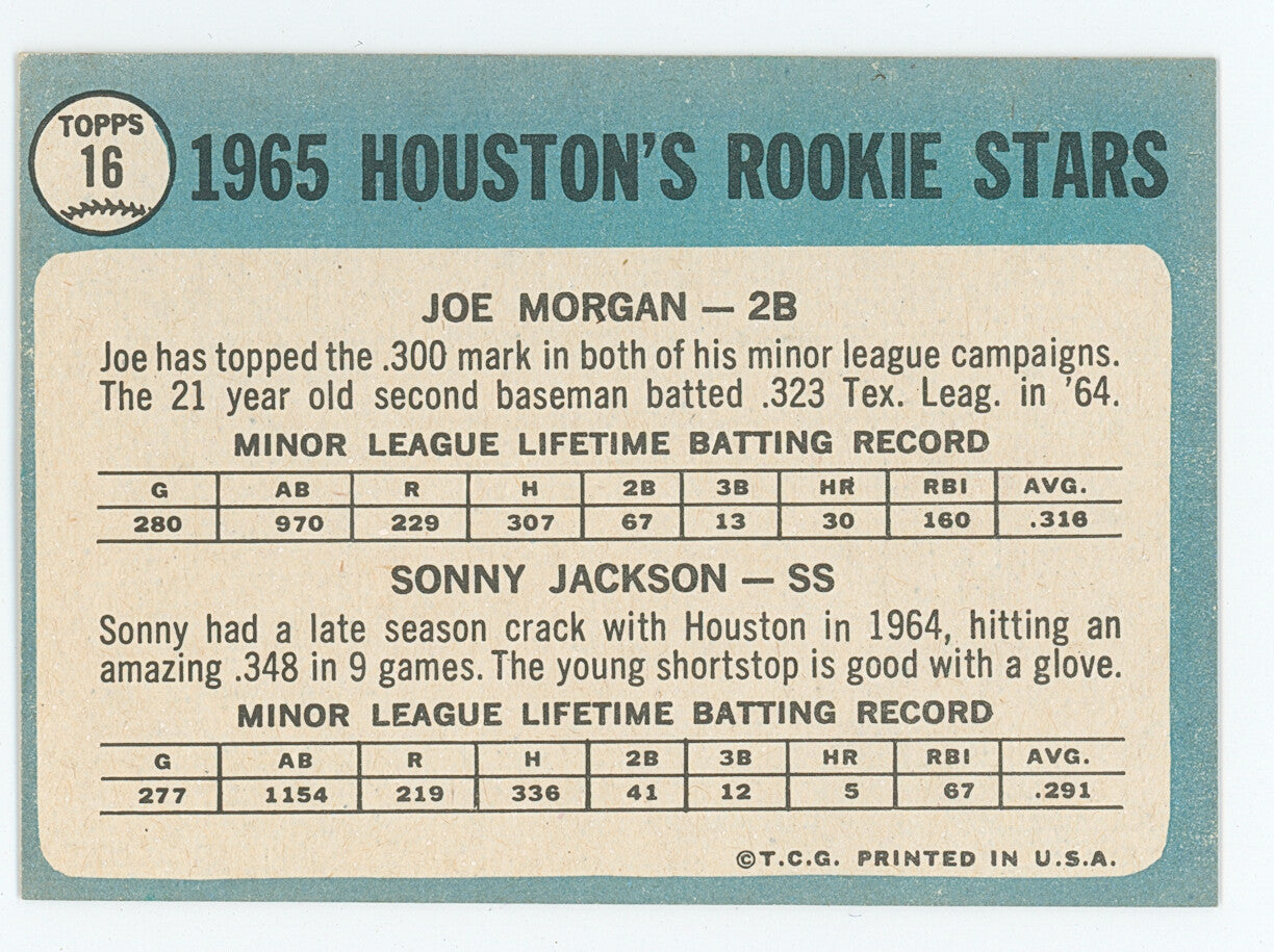 1965 Topps Joe Morgan Rookie Card.