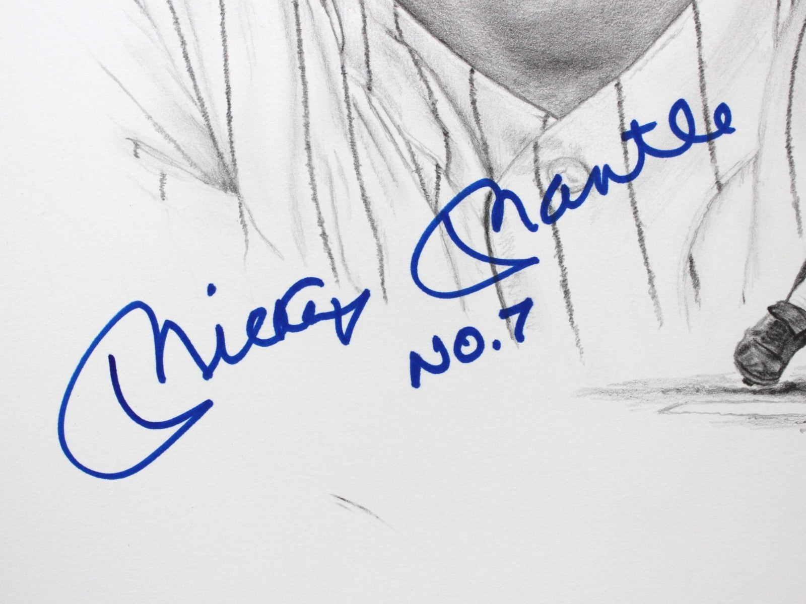 Mickey Mantle Signed & Inscribed Original Art, Banse Drawing. Auto JSA3