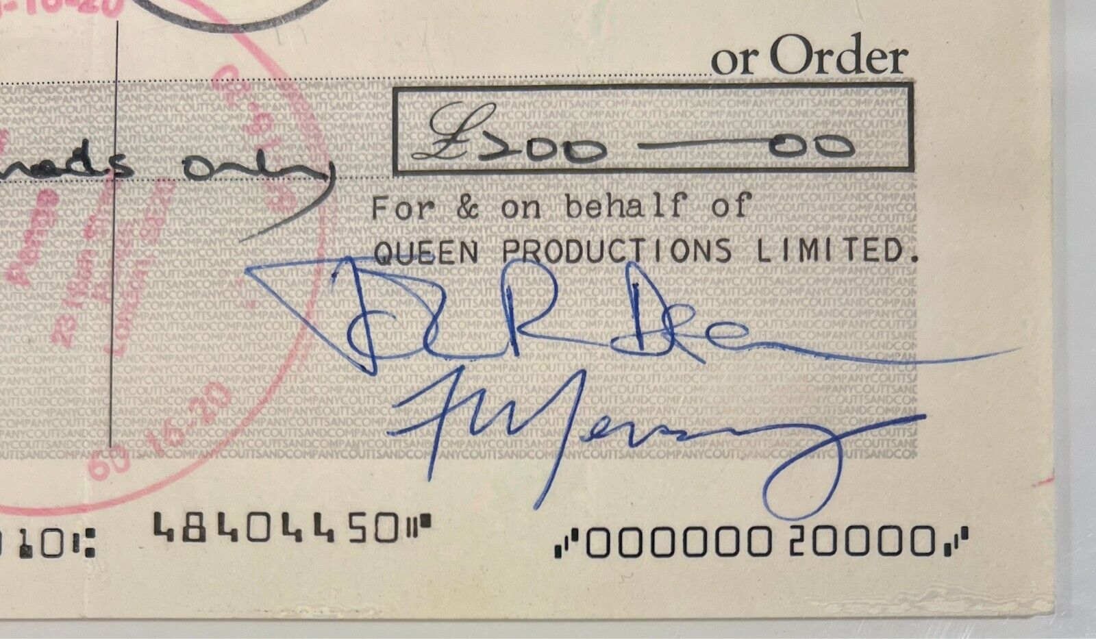 Rare Freddie Mercury & Queen Signed Checks, Lot of 3. Auto PSA