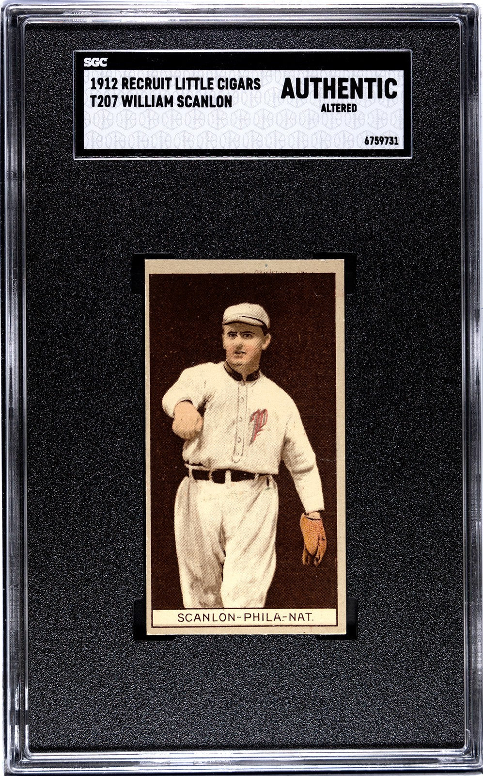 1912 Recruit Little Cigars T207 William Scanlon SGC Authentic0