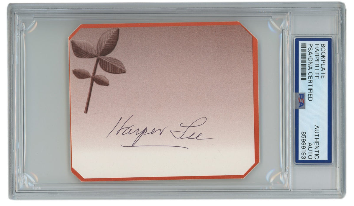 Harper Lee Signed Bookplate Autograph. PSA1
