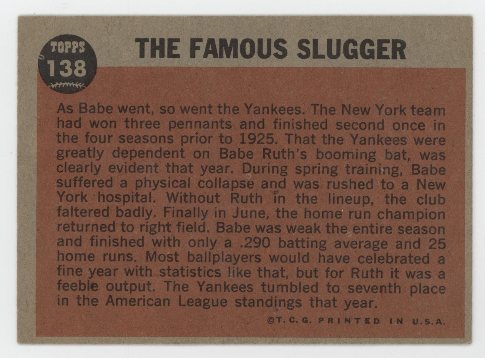 Babe Ruth 1962 Topps