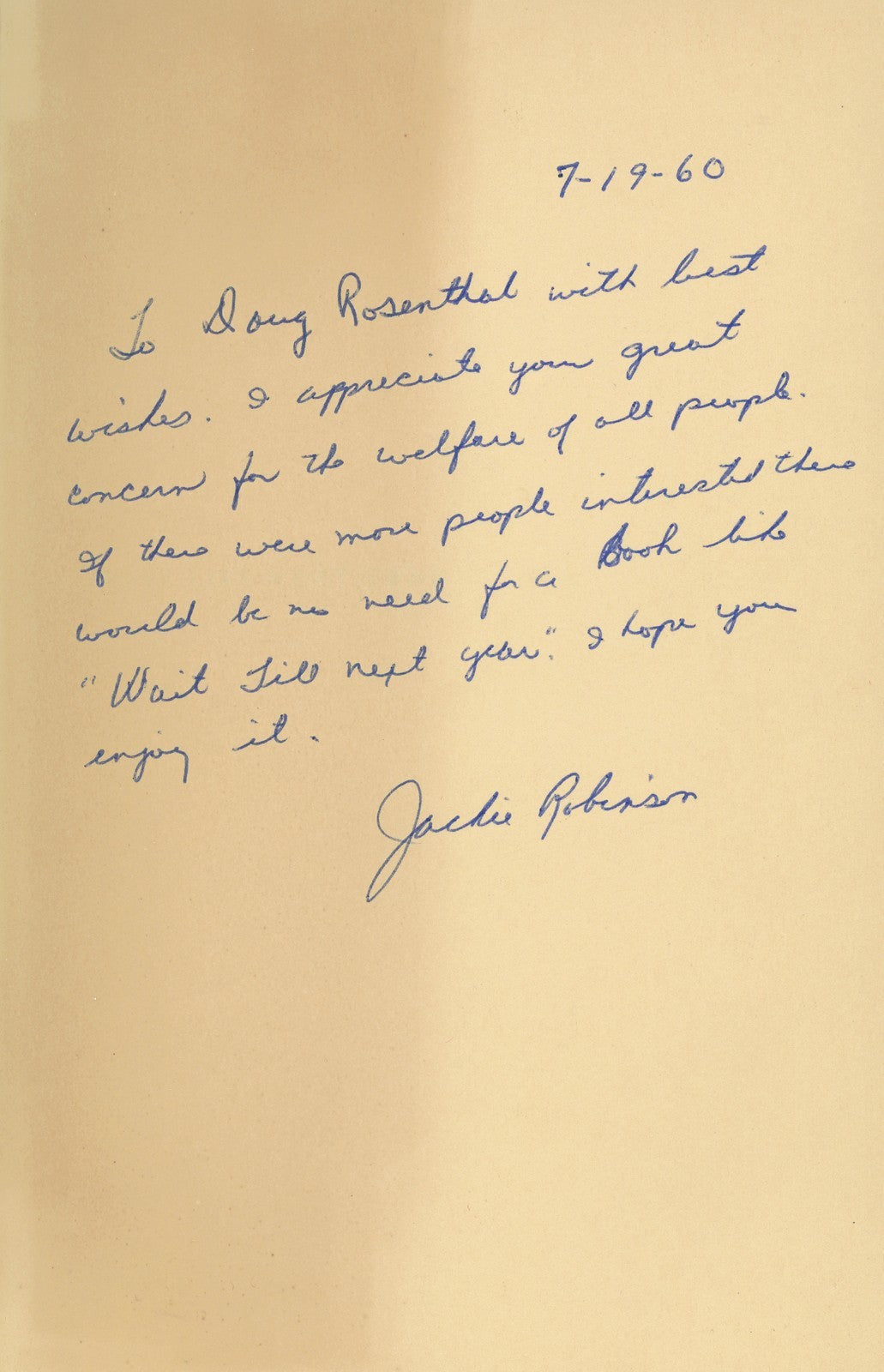 Jackie Robinson Signed & Inscribed First Edition, Wait Till Next Year.1