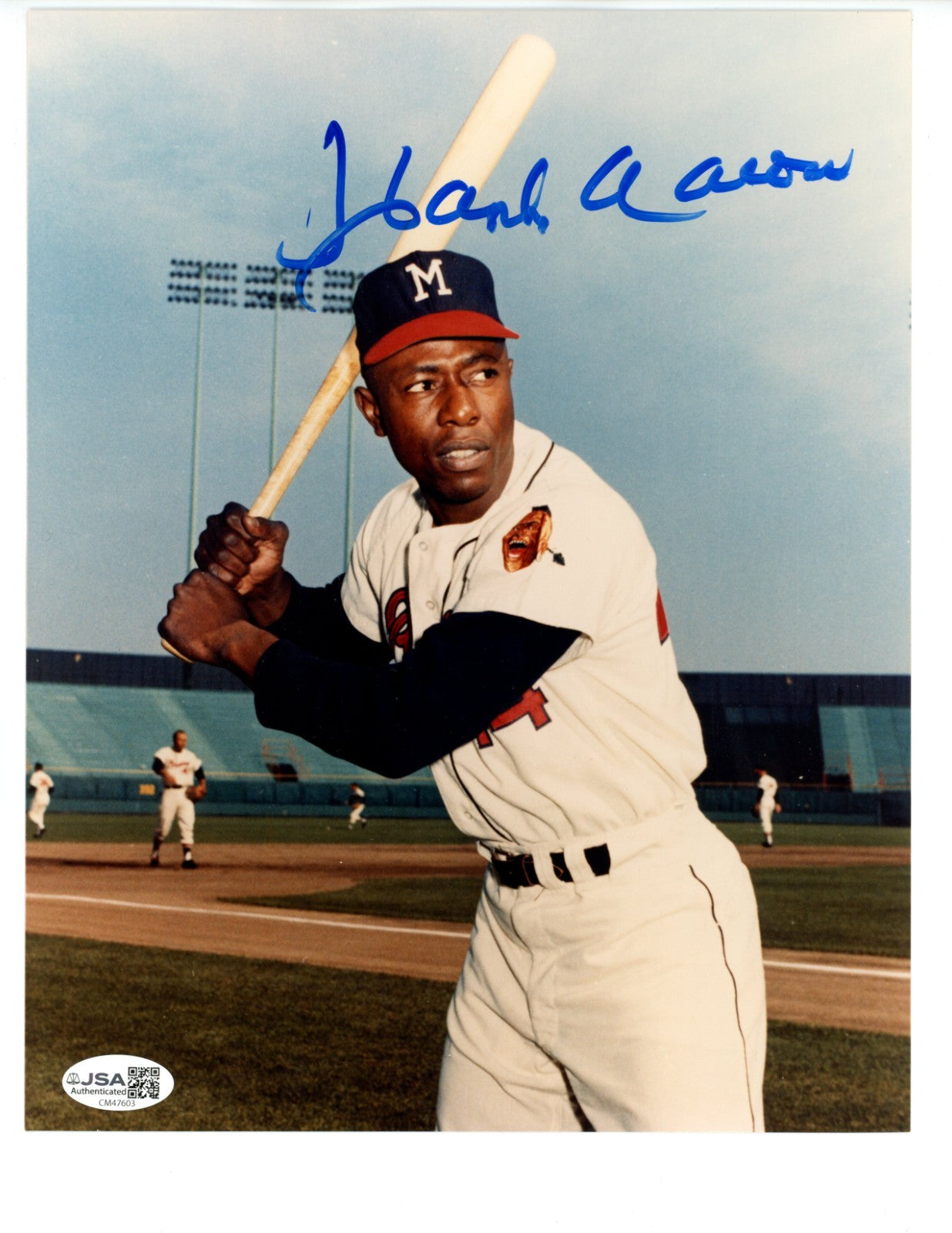Hank Aaron Signed Photo 8x10. Braves JSA0