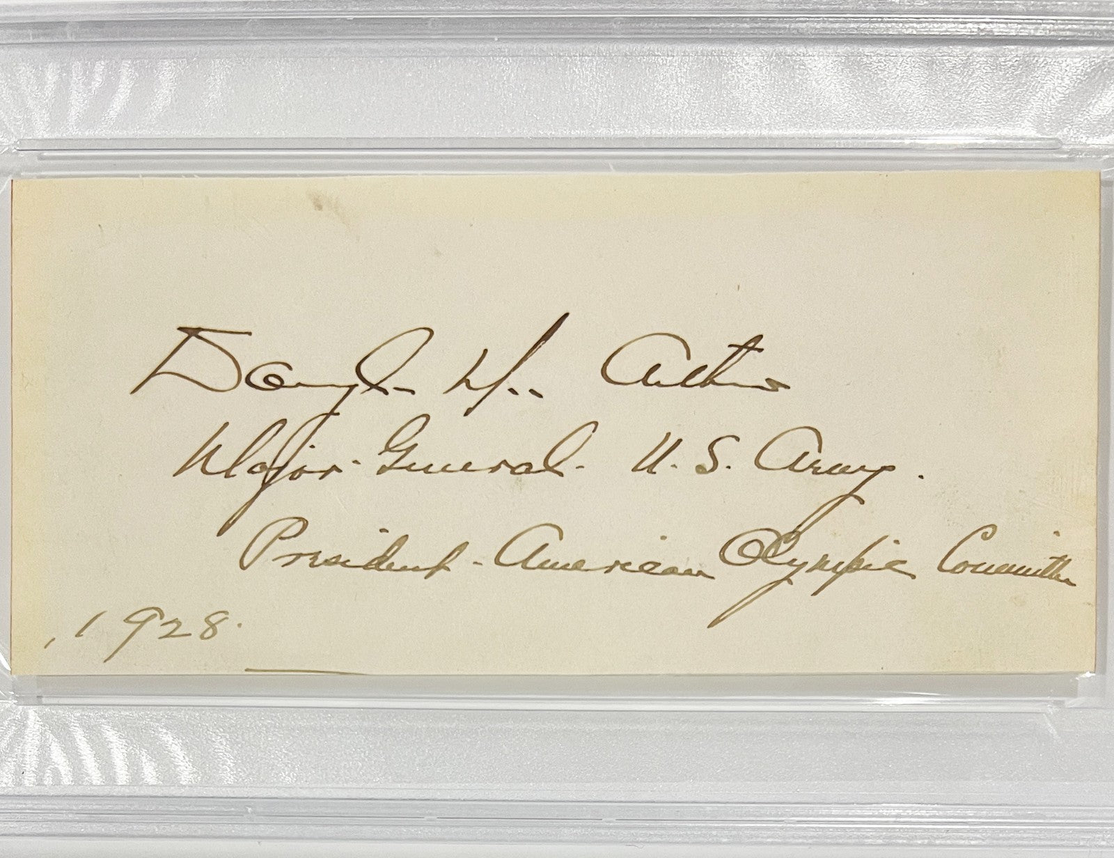 Early General Douglas MacArthur Signed & Inscribed Autograph, 1928. PSA2