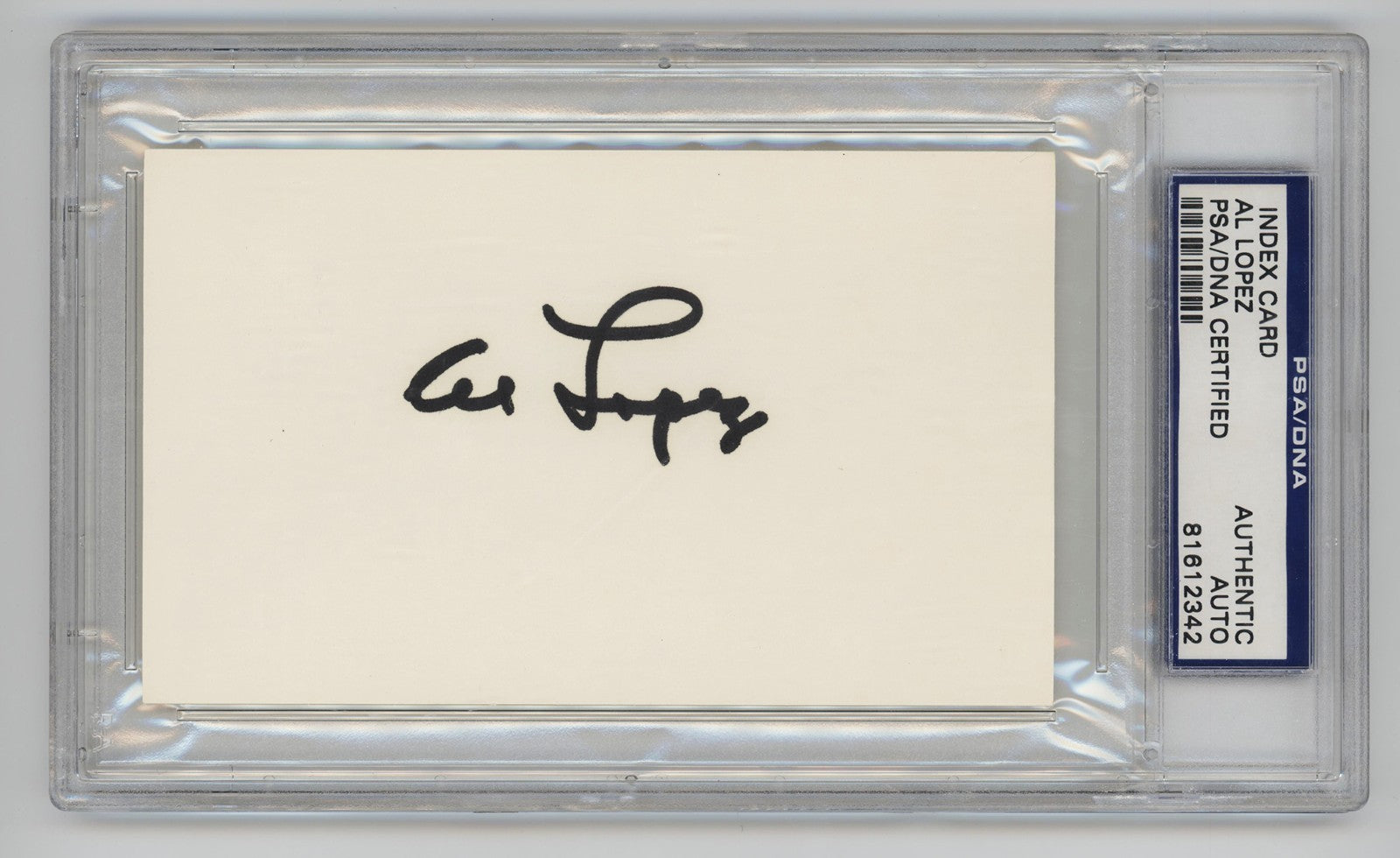 Al Lopez Signed Index Card. PSA. Brooklyn Dodgers Hall of Famer0