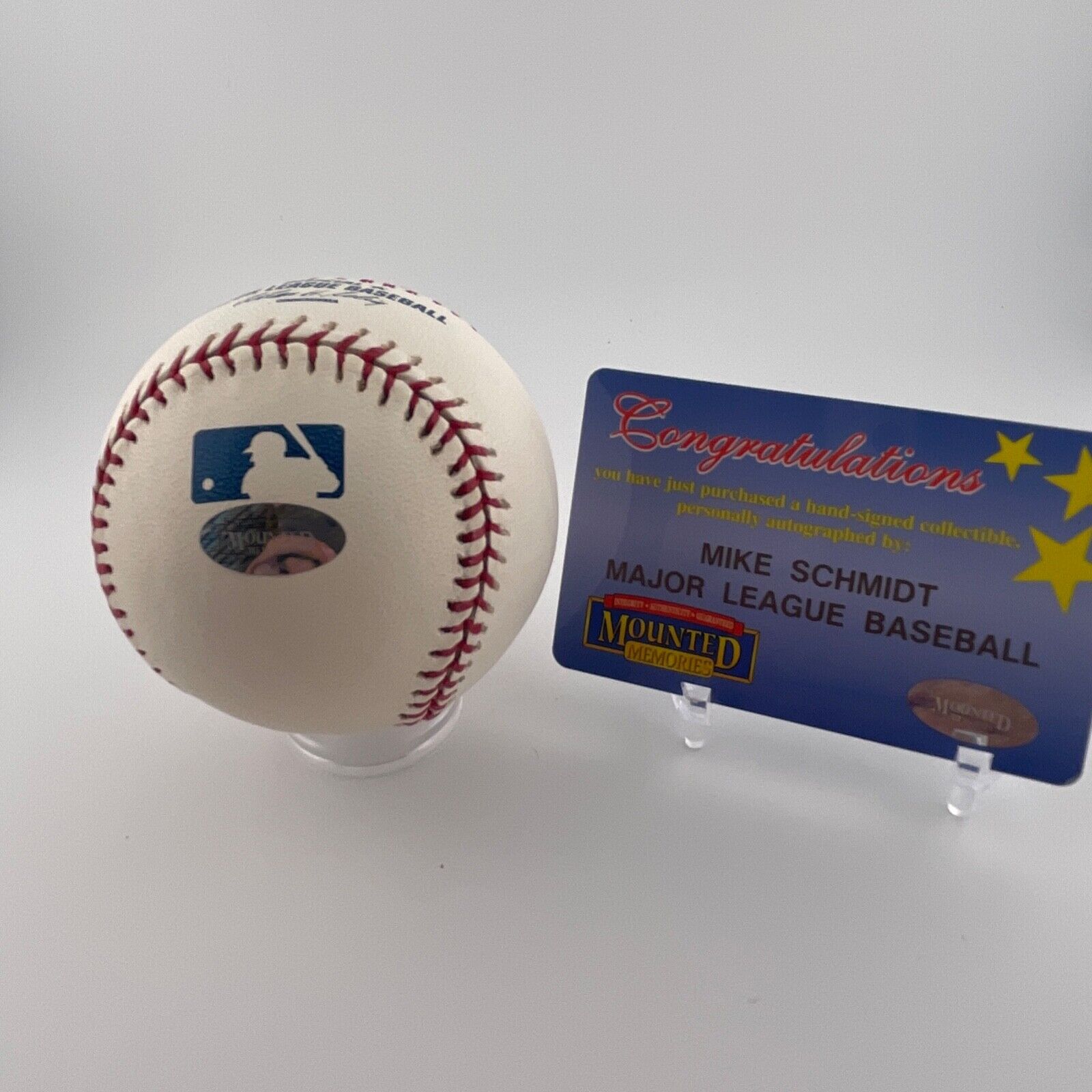 Mike Schmidt Single Signed Baseball. Philadelphia Phillies. Mounted Memories