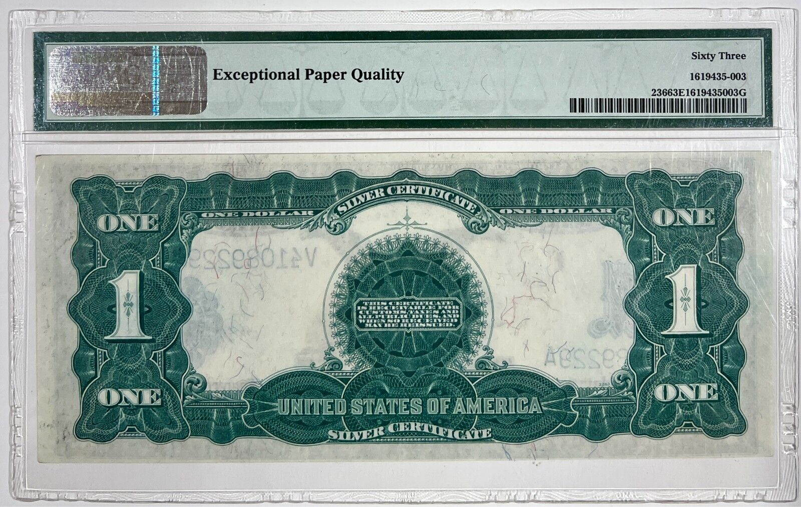 1899 $1 Black Eagle Note. PMG 63 EPQ. Lincoln & Grant. Iconic Imagery.