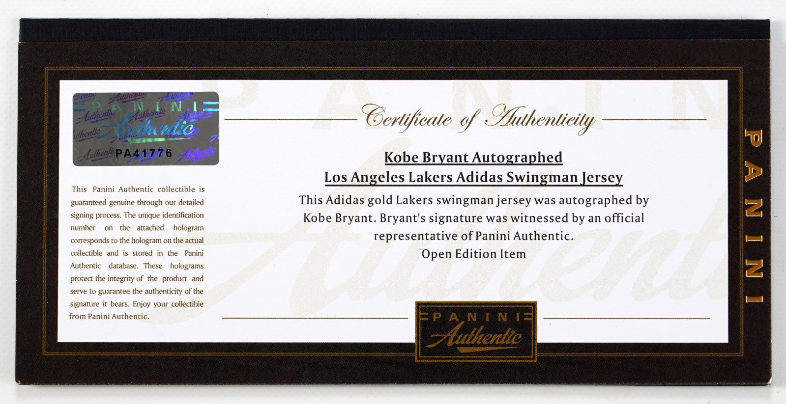 Kobe Bryant Signed Los Angeles Lakers Jersey. Panini COA3