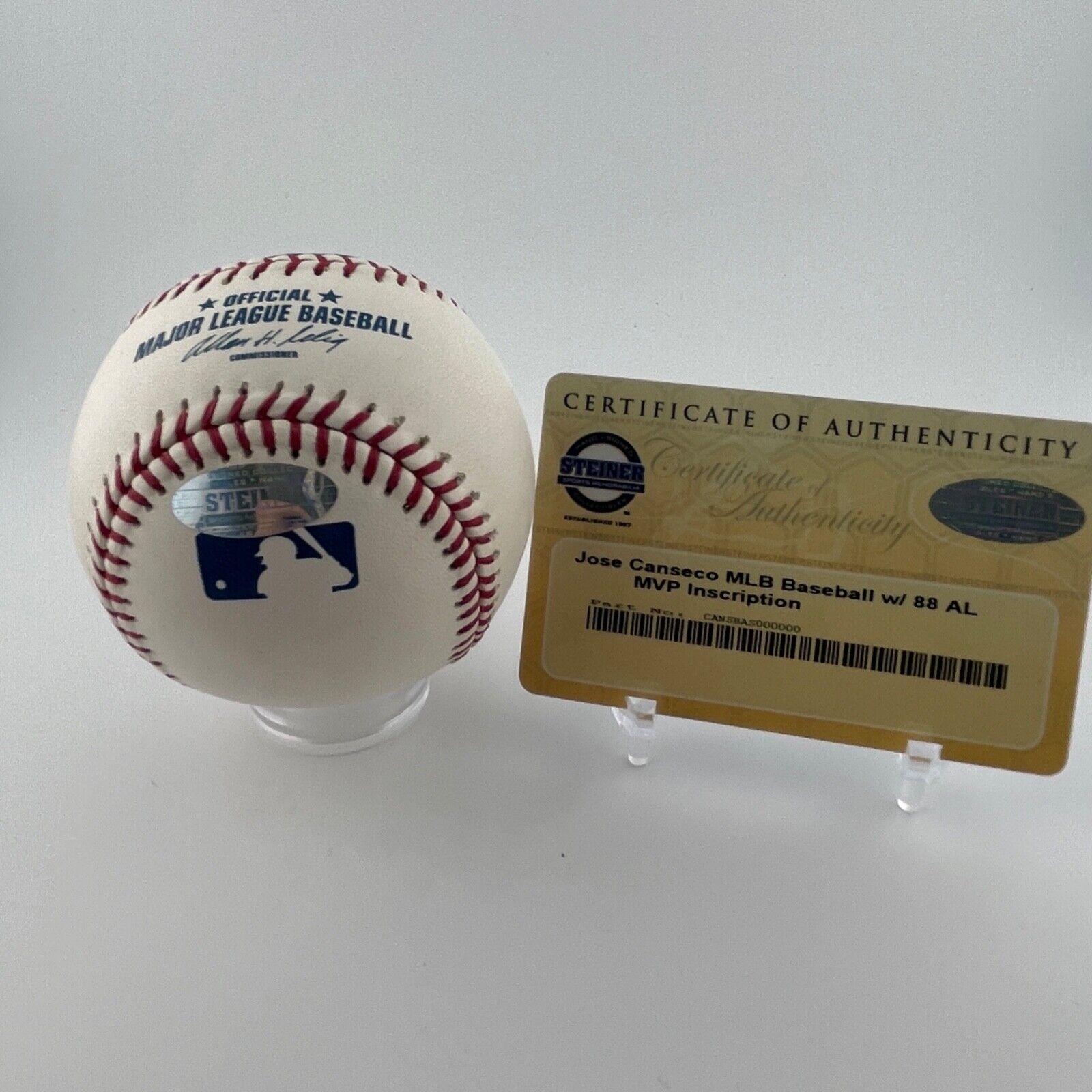 Jose Canseco Signed Inscribed Baseball. 85 AL MVP. Steiner