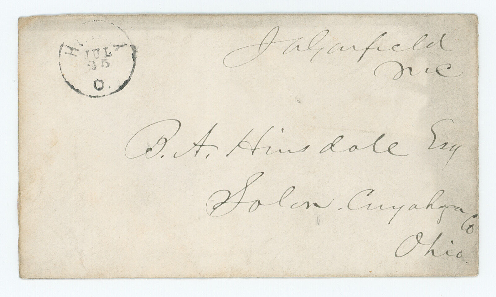 1865 President James Garfield Free Frank Signed and Handwritten Envelope. JSA