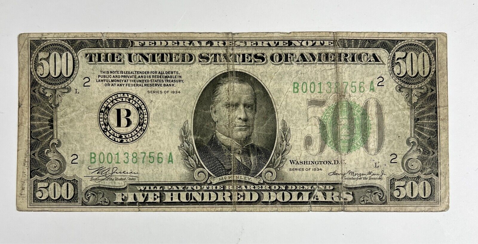 1934 $500 Federal Reserve Note, New York District