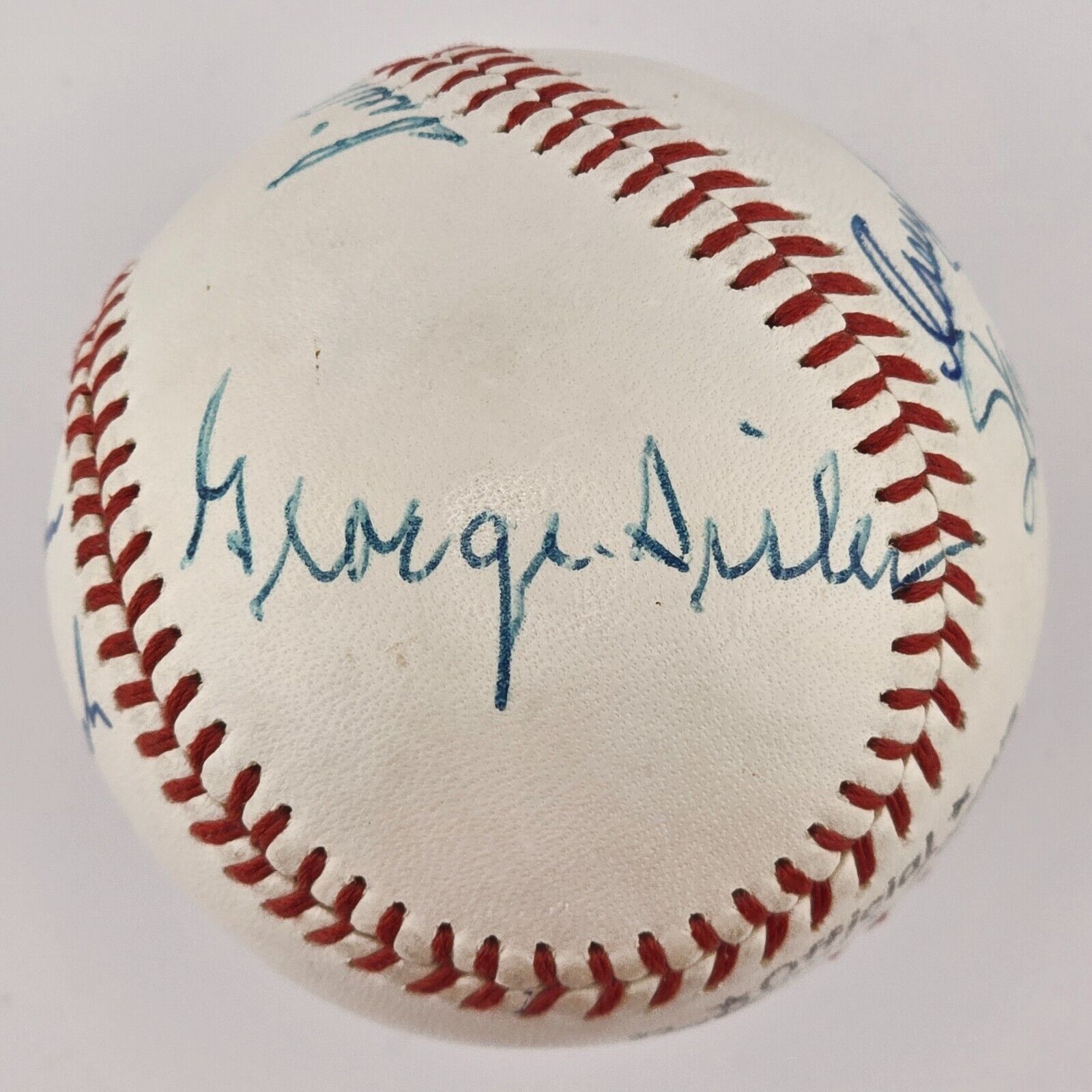 7 Hall of Famers Signed Baseball. Rogers Hornsby & George Sisler. PSA 9