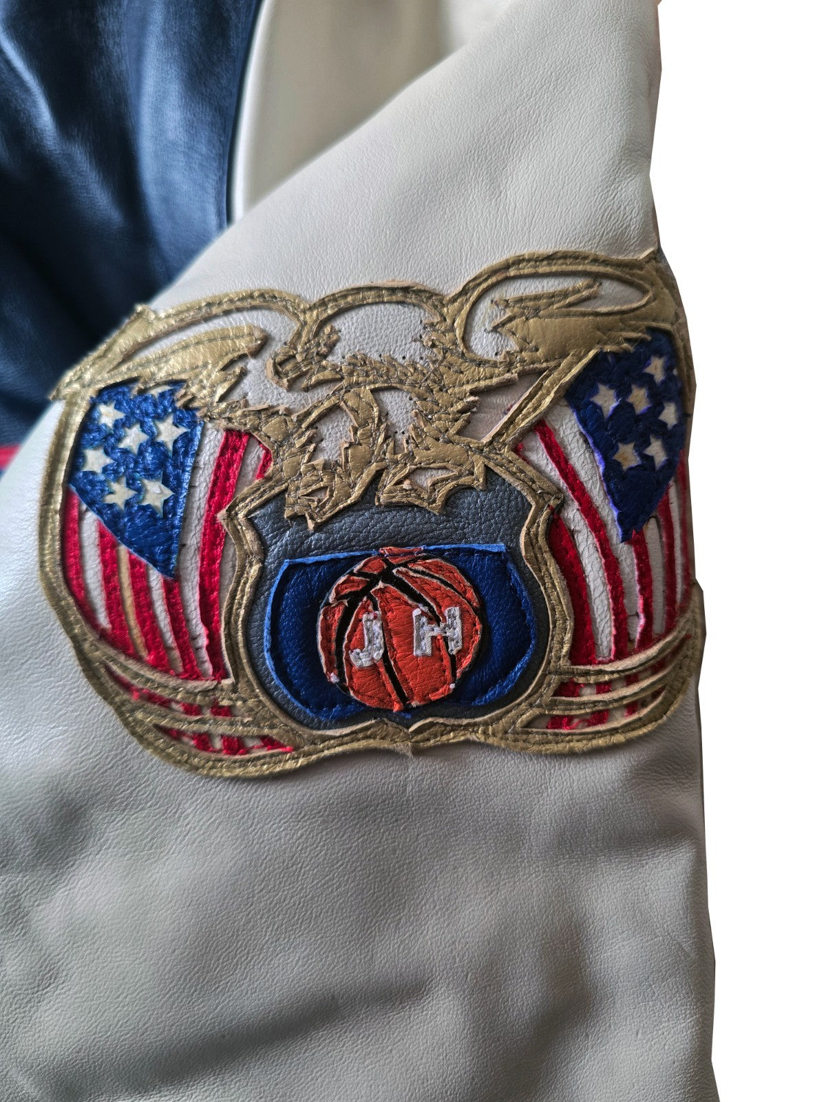 2000s Jeff Hamilton New Jersey Nets NBA Leather Jacket. NBA 50th Anniversary3