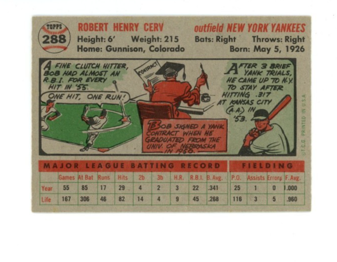 1956 Topps Bob Cerv Gray Back1
