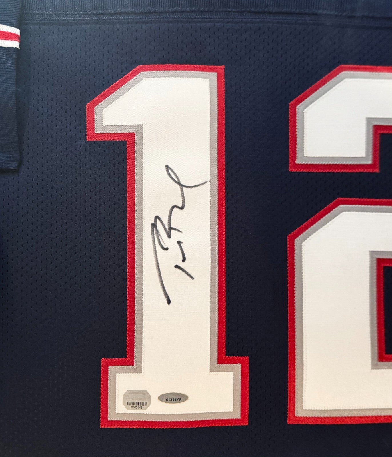 Tom Brady Signed New England Patriots Jersey, Custom Frame. Tristar, Mounted Mem2