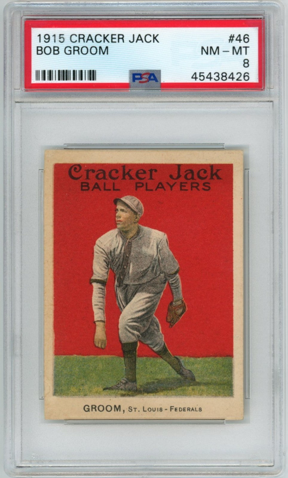 1915 Cracker Jack Bob Groom PSA 80