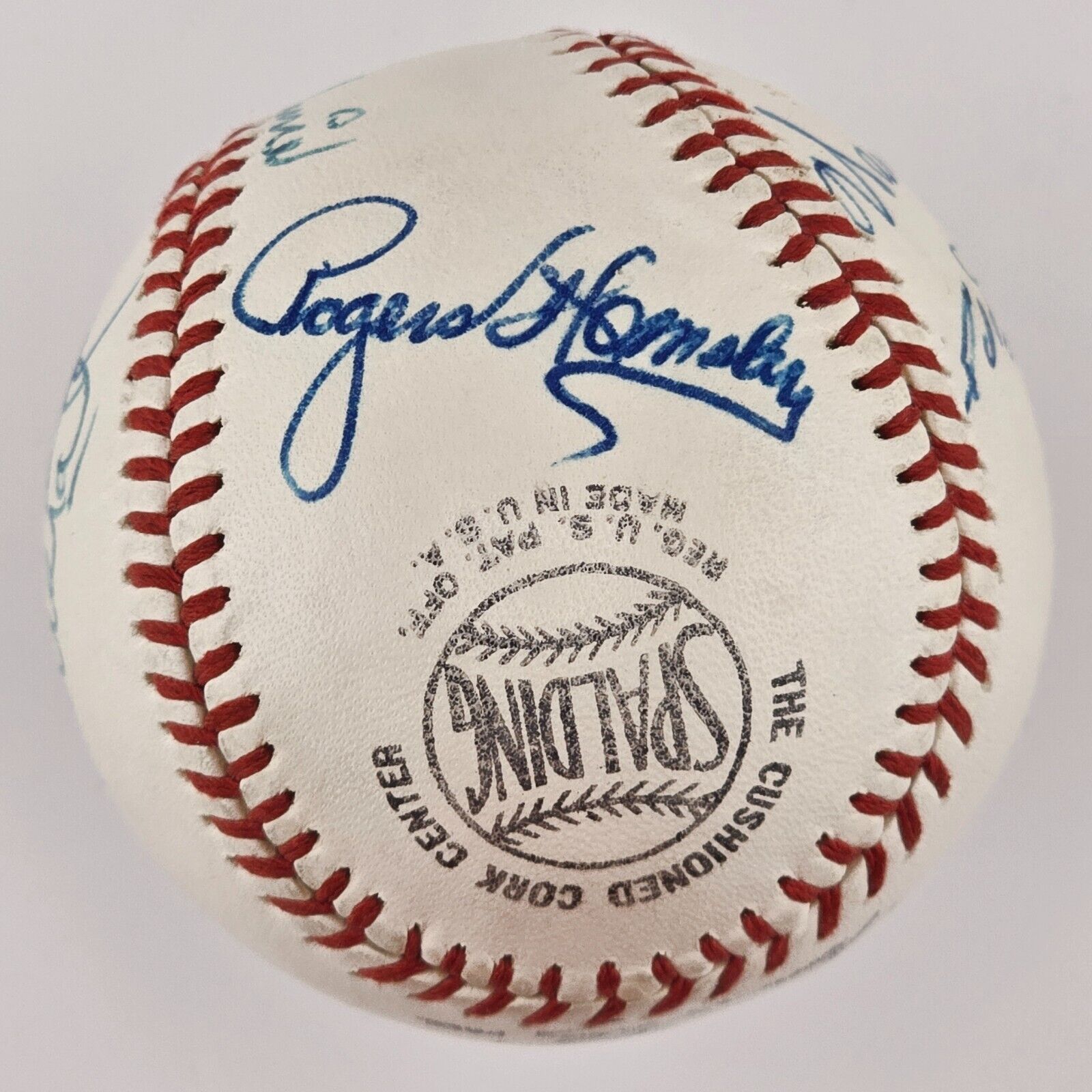 7 Hall of Famers Signed Baseball. Rogers Hornsby & George Sisler. PSA 9